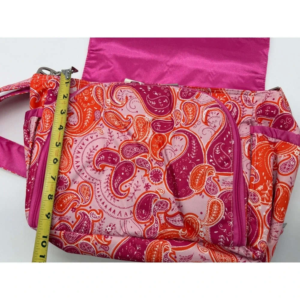 Ju-Ju-Be Be All Pink Orange Paisley Messenger Diaper Bag with Changing Pad New